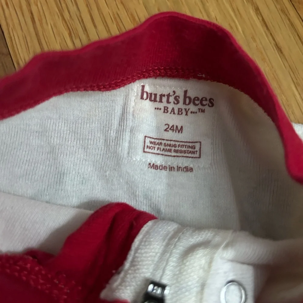 Burt’s Bee Cozy Winter Cabin Footed Pajamas - Red Trim